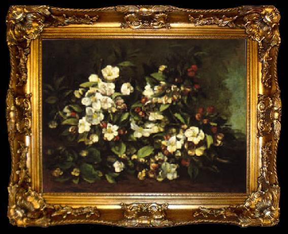 framed  Gustave Courbet Apple Tree Branch in Flower, ta009-2